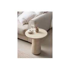 Ida Travertine Stone Lamp Table with Cylindrical Base Ida Travertine Stone Lamp Table with Cylindrical Base