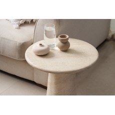 Ida Travertine Stone Lamp Table with Cylindrical Base Ida Travertine Stone Lamp Table with Cylindrical Base