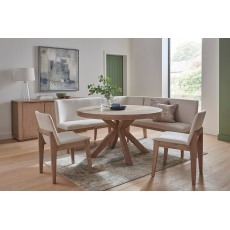 Feltz Smoked Oak and Fabric Short Dining Bench in Natural Feltz Smoked Oak and Fabric Short Dining Bench in Natural