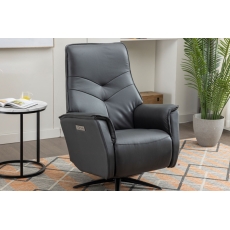 Nico Leather 360 Swivel Dual Motor Electric Recliner Chair in Anthracite Grey