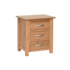 Moda Solid Oak 3 Drawer Bedside Table