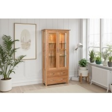 Moda 100% Solid Oak Glass Display Cabinet Moda 100% Solid Oak Glass Display Cabinet