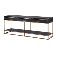 Grantham Lava Black Shagreen & Ebony Oak 3 Drawer Console Table