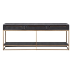 Grantham Lava Black Shagreen & Ebony Oak 3 Drawer Console Table