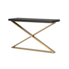 Soho Dark Brown & Gold Accents X-Leg Console Table