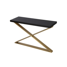 Soho Dark Brown & Gold Accents X-Leg Console Table