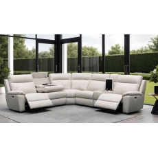 Comfort Tech Leather Power Reclining 5 Seater Corner Sofa