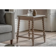 Gallery Direct Artisan Limewash Oak Side Table with Bobbin Detail Gallery Direct Artisan Limewash Oak Side Table with Bobbin Detail