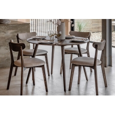 Gallery Direct Hatfield Smoked Oak 110cm Round Dining Table Set & 4 Chairs