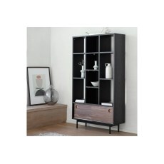 Gallery Direct Barbican Walnut & Black Wood Open Bookcase Display Unit Gallery Direct Barbican Walnut & Black Wood Open Bookcase Display Unit