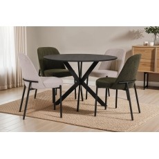 Sadie Industrial 110cm Round Dining Table in Smoke Finish Sadie Industrial 110cm Round Dining Table in Smoke Finish