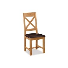 Salisbury Waxed Premium Oak Cross Back Dining Chair With Pu Seat - Self Assembly Salisbury Waxed Premium Oak Cross Back Dining Chair With Pu Seat - Self Assembly