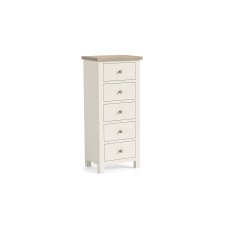 Modern Country Painted Oak Coconut White 5 Drawer Tall Chest of Drawers Modern Country Painted Oak Coconut White 5 Drawer Tall Chest of Drawers