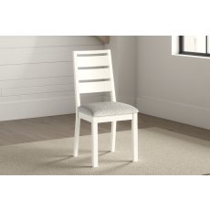 Modern Country Painted Oak Coconut White Dining Chair with Boucle White Seat Modern Country Painted Oak Coconut White Dining Chair with Boucle White Seat
