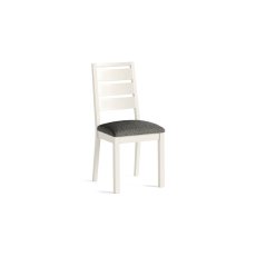Modern Country Painted Oak Coconut White Dining Chair with Boucle Grey Seat Modern Country Painted Oak Coconut White Dining Chair with Boucle Grey Seat