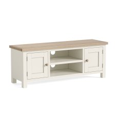 Modern Country Painted Oak Coconut White 125cm Large TV Unit Modern Country Painted Oak Coconut White 125cm Large TV Unit