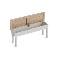 Modern Country Painted Oak Stone Grey Shallow Storage Bench Modern Country Painted Oak Stone Grey Shallow Storage Bench