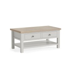 Modern Country Painted Oak Stone Grey Coffee Table with Shelf Modern Country Painted Oak Stone Grey Coffee Table with Shelf