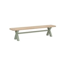 Salcombe Painted Oak Sage Green Cross-Leg Dining Bench Salcombe Painted Oak Sage Green Cross-Leg Dining Bench