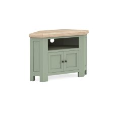 Salcombe Painted Oak Sage Green Corner TV Unit Salcombe Painted Oak Sage Green Corner TV Unit