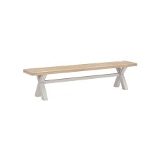 Salcombe Painted Oak Stone Grey Cross-Leg Dining Bench Salcombe Painted Oak Stone Grey Cross-Leg Dining Bench