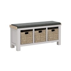 Salcombe Painted Oak Stone Grey Storage Bench Salcombe Painted Oak Stone Grey Storage Bench
