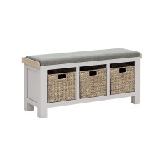 Salcombe Painted Oak Stone Grey Storage Bench Salcombe Painted Oak Stone Grey Storage Bench