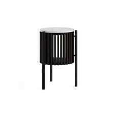 Soho Black Oak Slatted Story Side Table with Marble Top Soho Black Oak Slatted Story Side Table with Marble Top