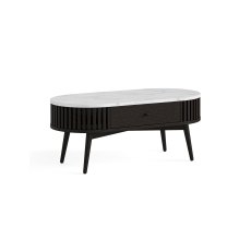 Soho Black Oak Slatted Oval Coffee Table with Marble Top Soho Black Oak Slatted Oval Coffee Table with Marble Top