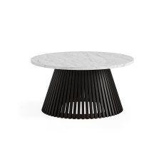 Soho Black Oak Slatted Round Coffee Table with Marble Top Soho Black Oak Slatted Round Coffee Table with Marble Top