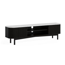 Soho Black Oak Slatted Large TV Unit with Marble Top Soho Black Oak Slatted Large TV Unit with Marble Top