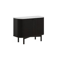 Soho Black Oak Slatted Small Sideboard with Marble Top Soho Black Oak Slatted Small Sideboard with Marble Top