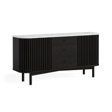 Soho Black Oak Slatted Sideboard with Drawers & Marble Top Soho Black Oak Slatted Sideboard with Drawers & Marble Top