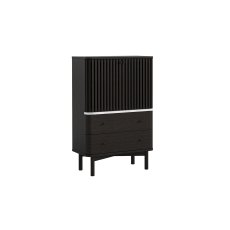 Soho Black Oak Slatted Shoe Cupboard with Marble Top Soho Black Oak Slatted Shoe Cupboard with Marble Top