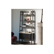 Soho Black Oak Slatted Bookcase with Marble Top Soho Black Oak Slatted Bookcase with Marble Top