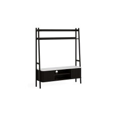 Soho Black Oak Slatted 137cm Ladder TV Unit with Marble Top Soho Black Oak Slatted 137cm Ladder TV Unit with Marble Top