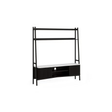 Soho Black Oak Slatted 165cm Ladder TV Unit with Marble Top Soho Black Oak Slatted 165cm Ladder TV Unit with Marble Top