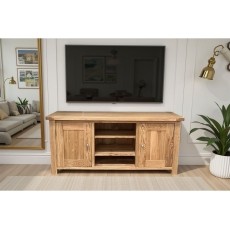 Largo Rustic Solid Oak Large TV Unit with Wood Doors Largo Rustic Solid Oak Large TV Unit with Wood Doors