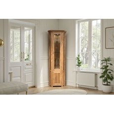 Largo Rustic Solid Oak Corner Display Cabinet with LED Light Largo Rustic Solid Oak Corner Display Cabinet with LED Light