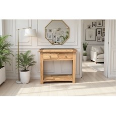 Largo Rustic Solid Oak 2 Drawer Console Table Largo Rustic Solid Oak 2 Drawer Console Table