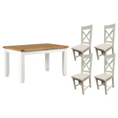 Cotswold Painted White Oak Small Ext Dining Table Set + 4 Chairs Cotswold Painted White Oak Small Ext Dining Table Set + 4 Chairs