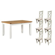 Cotswold Painted White Oak Small Ext Dining Table Set + 6 Chairs Cotswold Painted White Oak Small Ext Dining Table Set + 6 Chairs