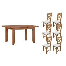 Cotswold Rustic Oak Small Ext Dining Table Set + 6 Chairs Cotswold Rustic Oak Small Ext Dining Table Set + 6 Chairs