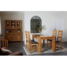 Salisbury Waxed Premium Oak Small Ext Dining Table Set + 6 Slat Back PU Chairs Salisbury Waxed Premium Oak Small Ext Dining Table Set + 6 Slat Back PU Chairs