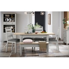 Modern Country Painted Oak Stone Grey Ext Dining Table Set with 4 Chairs & Bench Modern Country Painted Oak Stone Grey Ext Dining Table Set with 4 Chairs & Bench
