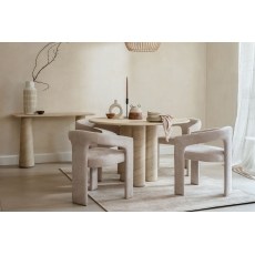 Ida Travertine Stone 120cm Round Dining Table Set with 4 Georgia Chairs Ida Travertine Stone 120cm Round Dining Table Set with 4 Georgia Chairs