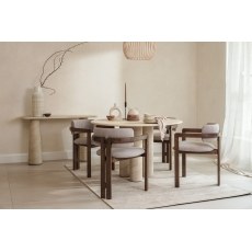Ida Travertine Stone 120cm Round Dining Table Set with 4 Grace Chairs Ida Travertine Stone 120cm Round Dining Table Set with 4 Grace Chairs