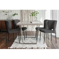Petra Industrial 160cm Dining Table Set & 4 Maya Dark Grey Chairs Petra Industrial 160cm Dining Table Set & 4 Maya Dark Grey Chairs
