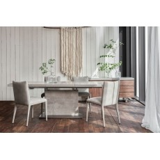 Petra Industrial Ext 160-220cm Dining Table Set & 4 Lucas Misty Grey Chairs Petra Industrial Ext 160-220cm Dining Table Set & 4 Lucas Misty Grey Chairs