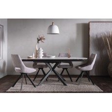 Sintered Stone 140-200cm Twist Extending Dining Table Set in White with x4 Paige Chairs Sintered Stone 140-200cm Twist Extending Dining Table Set in White with x4 Paige Chairs
